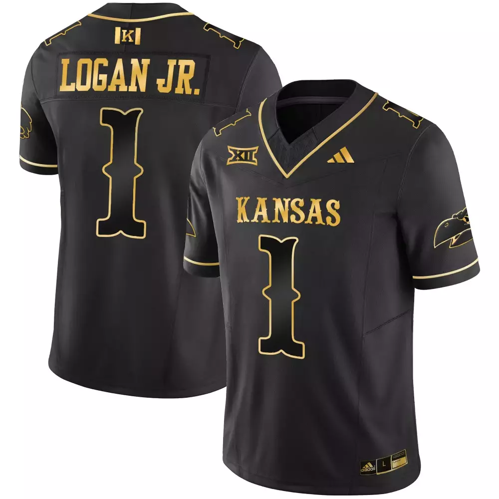 Kenny Logan Jr. 1 Kansas Jersey Black Big Men Gold Vapor All Stitched