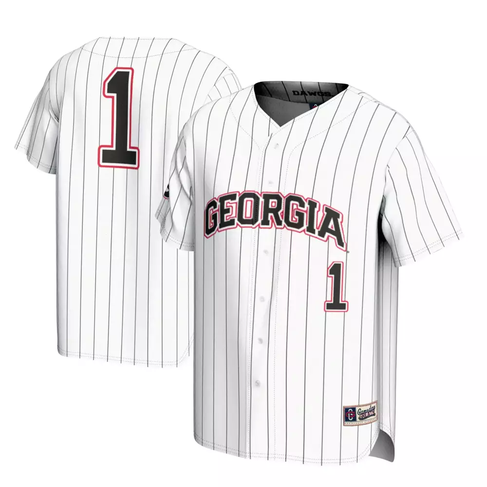 Georgia 1 Jersey White Black Red All Stitched Vapor