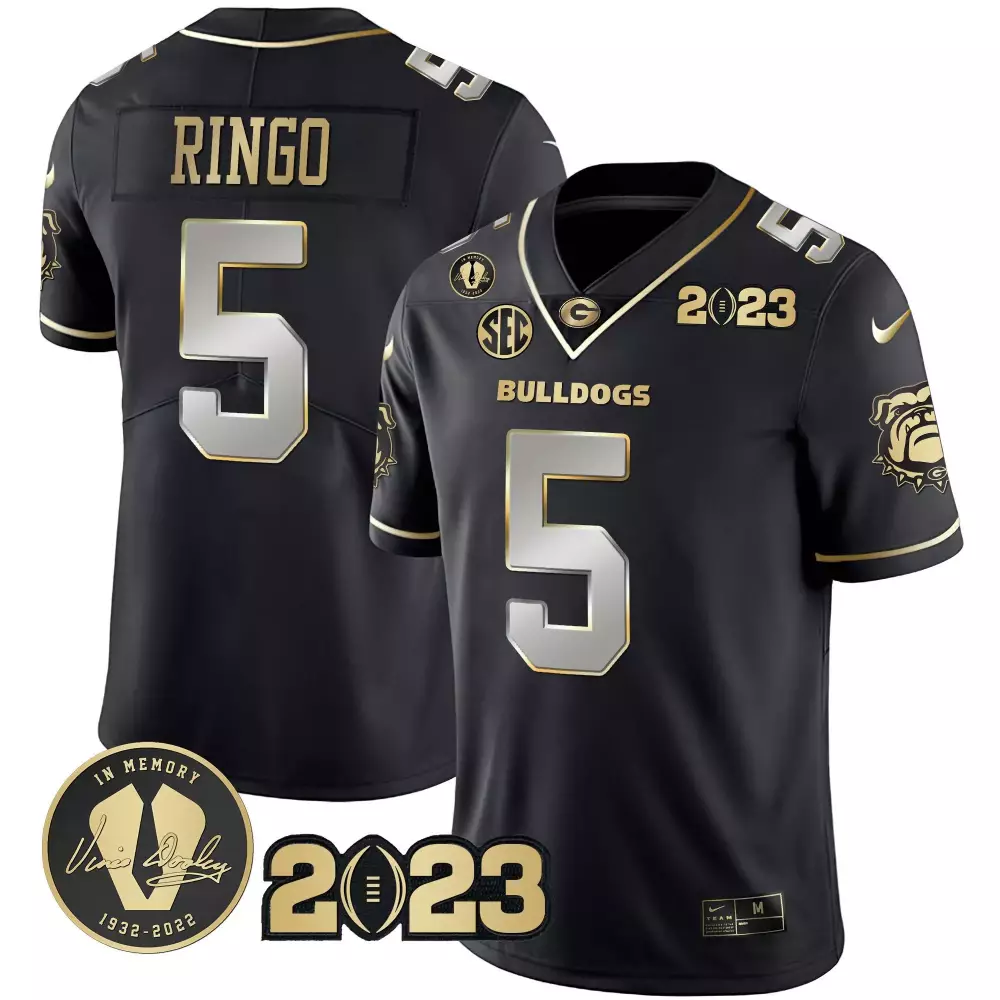 Kelee Ringo 5 Georgia Bulldogs Jersey Black 2023 Vince Dooley 1932-2022 Memory Men