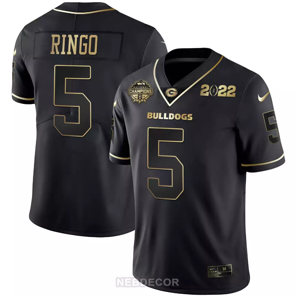 Kelee Ringo 5 Georgia Bulldogs Jersey Black National Champions Cfp 2022 Men Gold