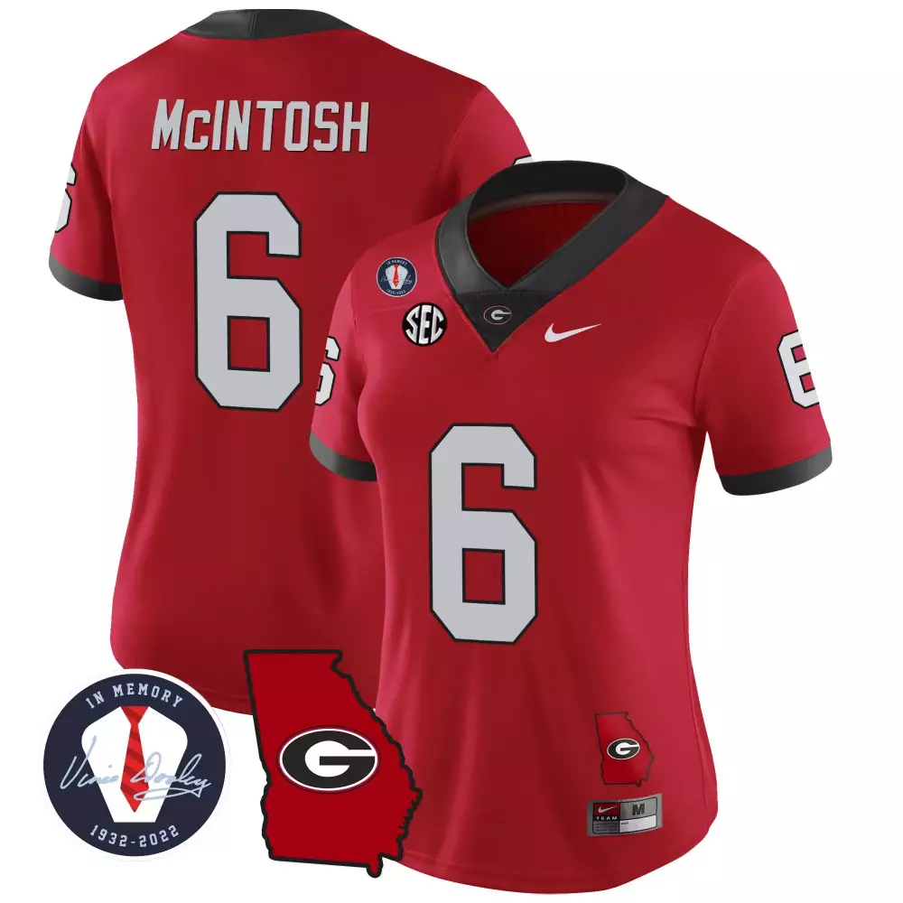 Kenny Mcintosh 6 Georgia Bulldogs Jersey Red National Championship Women Black White
