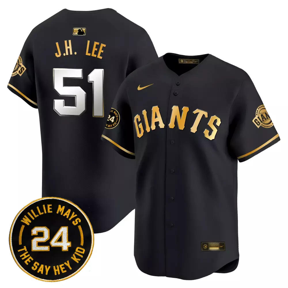 J.h. Lee 51 San Francisco Giants Jersey Black Willie Mays Men Gold White Vapor Premier