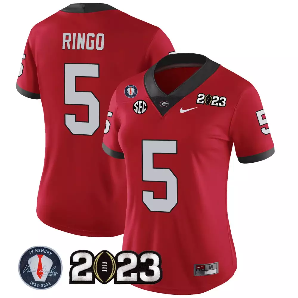 Kelee Ringo 5 Georgia Bulldogs Jersey Red 2023 National Championship Women Black
