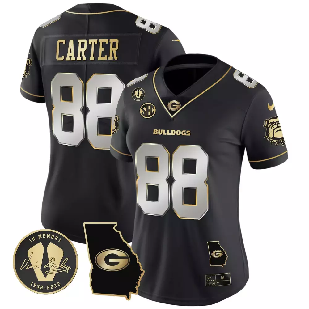 Jalen Carter 88 Bulldogs Jersey Black Vince Dooley Memorial Georgia State Outline