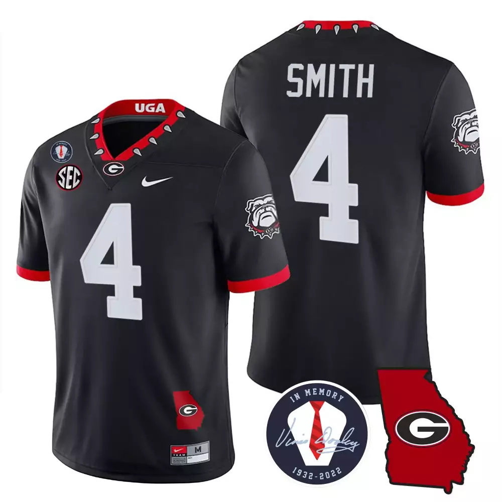 Nolan Smith 4 Georgia Bulldogs Jersey Black In Memory Of Coach Vince Dooley Men Red