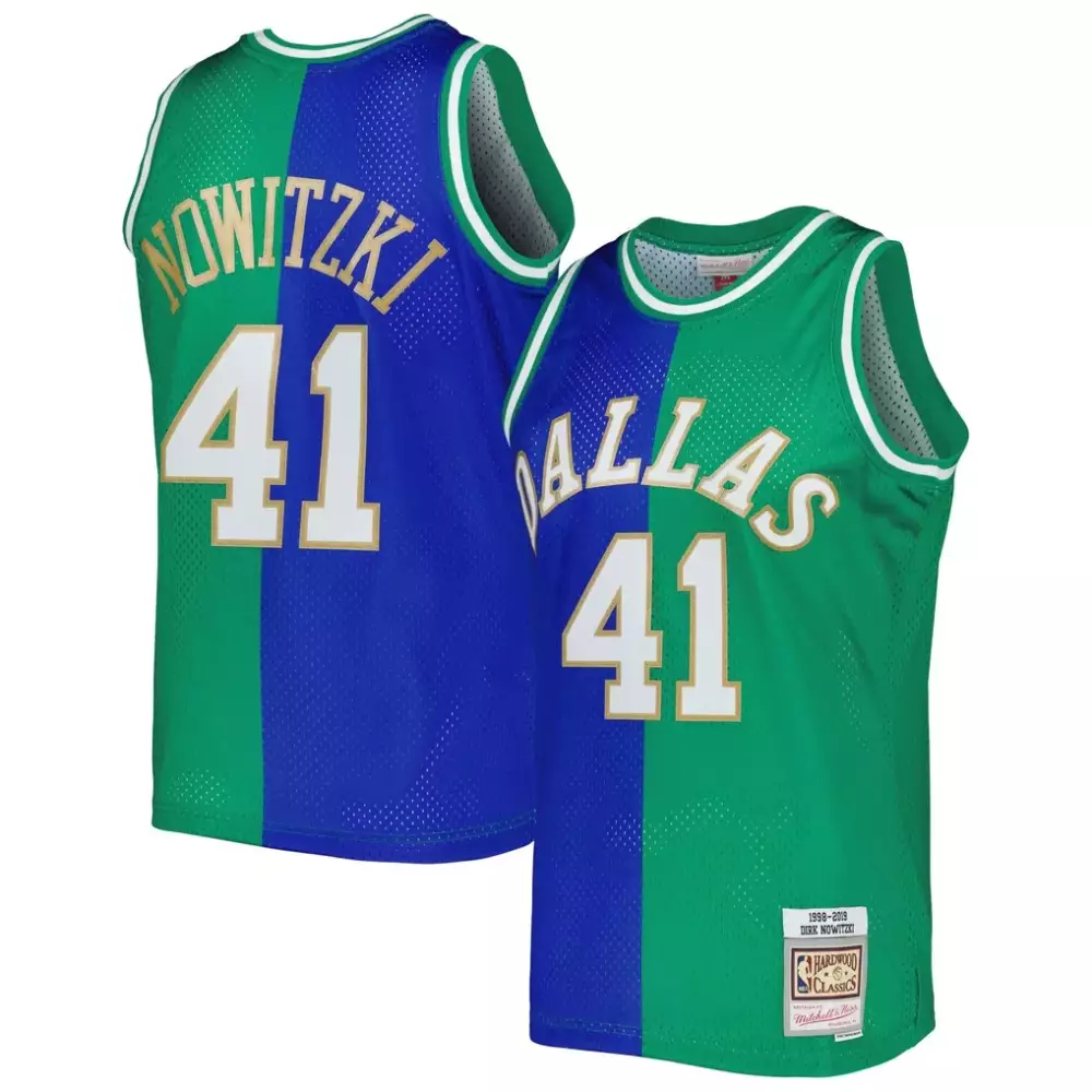 Dirk Nowitzki 41 Dallas Mavericks Jersey Green 1998-2019 Mitchell Ness Hardwood Classics
