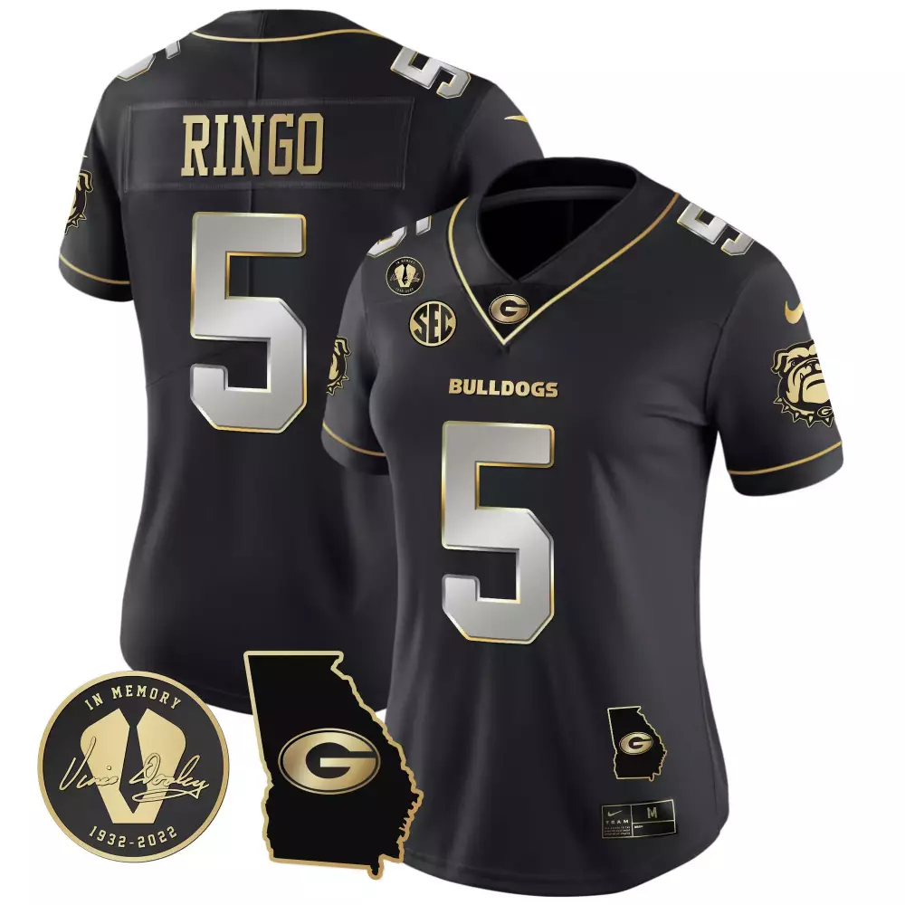 Kelee Ringo 5 Georgia Bulldogs Jersey Black In Memory Vince Dooley Outline Women