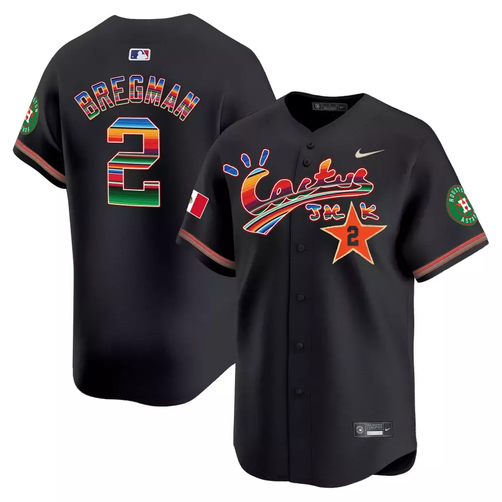 Alex Bregman 2 Houston Astros Jersey Black Cactus Jack Mexico Flag 2023 Men Custom Design