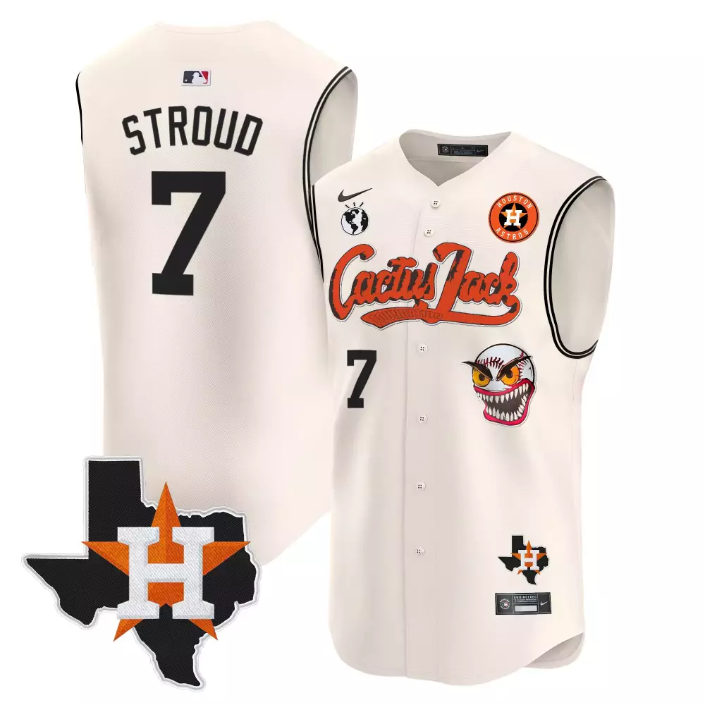 Stroud Male 7 Houston Astros Jersey White Cactus Jack Texas Shape Men Orange Black