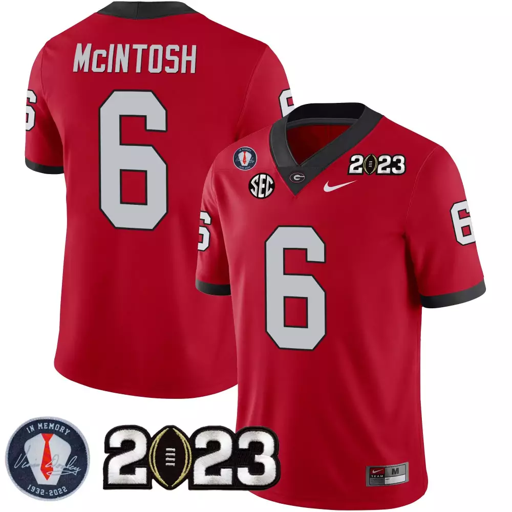 Kenny Mcintosh 6 Georgia Bulldogs Jersey Red 2023 Championship Memory Vince Dooley 1932-2022