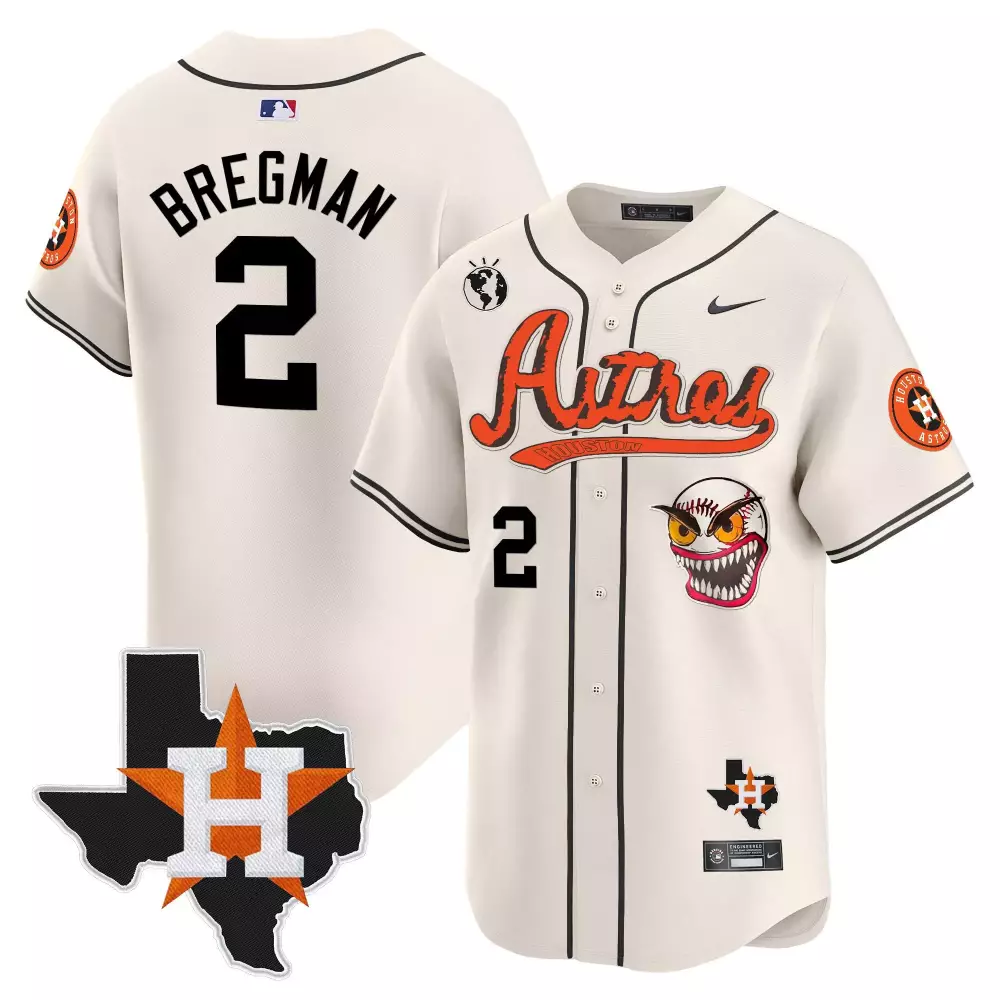 Alex Bregman 2 Astros Jersey White City Connect Houston Map Orange Star Globe 2023