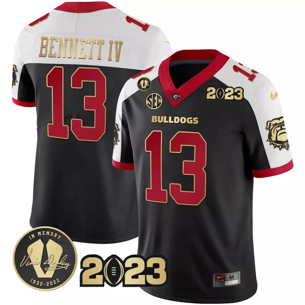 Stetson Bennett 13 Jersey Black 2023 Championship Georgia Bulldogs Vince Dooley Memorial