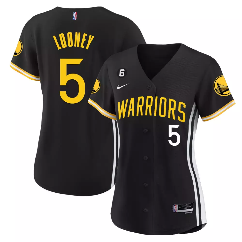 Kevon Looney 5 Warriors Jersey Black Men Yellow White All Stitched Vapor
