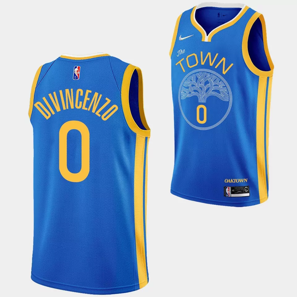 Donte Divincenzo Jersey Blue Oakland Golden State Warriors Men Swingman Yellow White