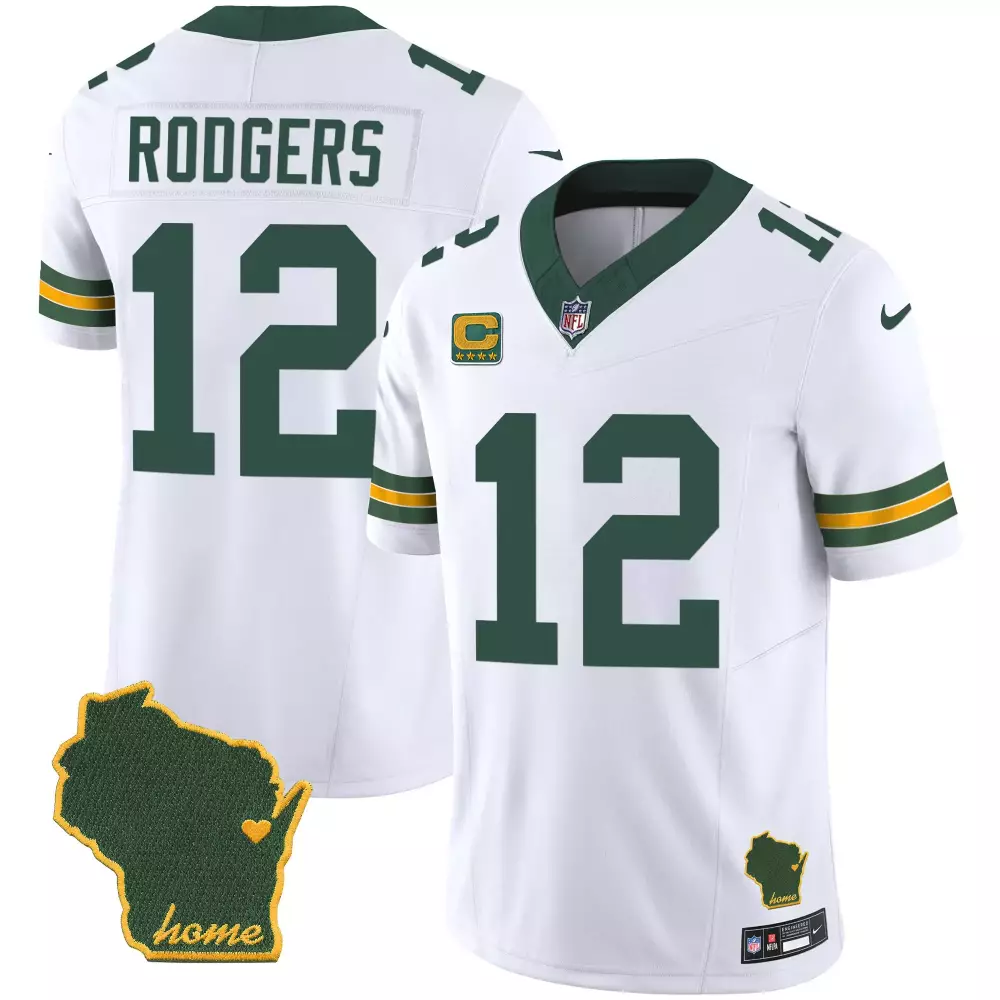 Aaron Rodgers 12 Jersey White Green Bay Packers Men Alternate Yellow All Stitched