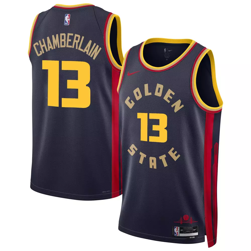 Wilt Chamberlain 13 Jersey Navy Golden State Warriors Men Yellow Red Swingman All
