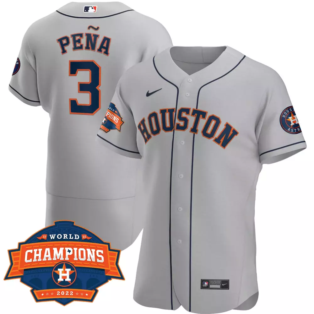 Jeremy Pena 3 Houston Astros Jersey Gray World Champions 2022 Men Orange Navy All