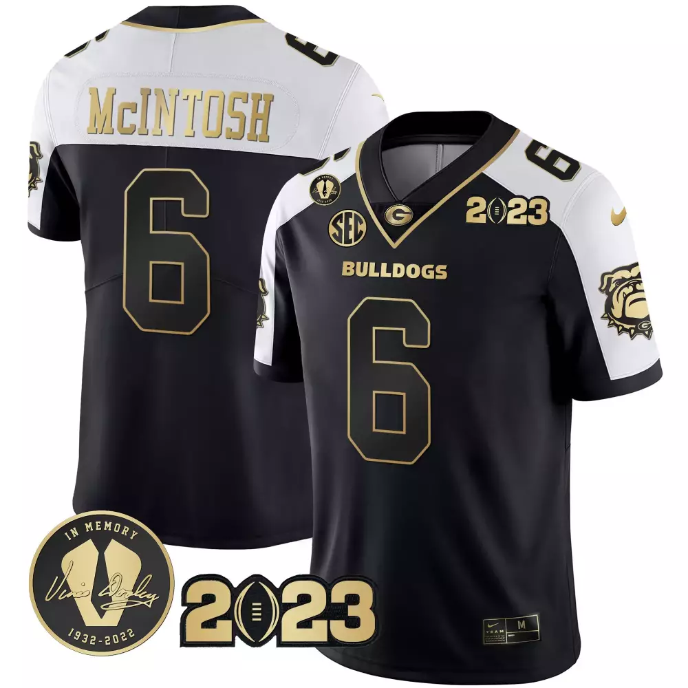 Kenny Mcintosh 6 Georgia Bulldogs Jersey Black In Memory Of Vince Dooley 1932-2022