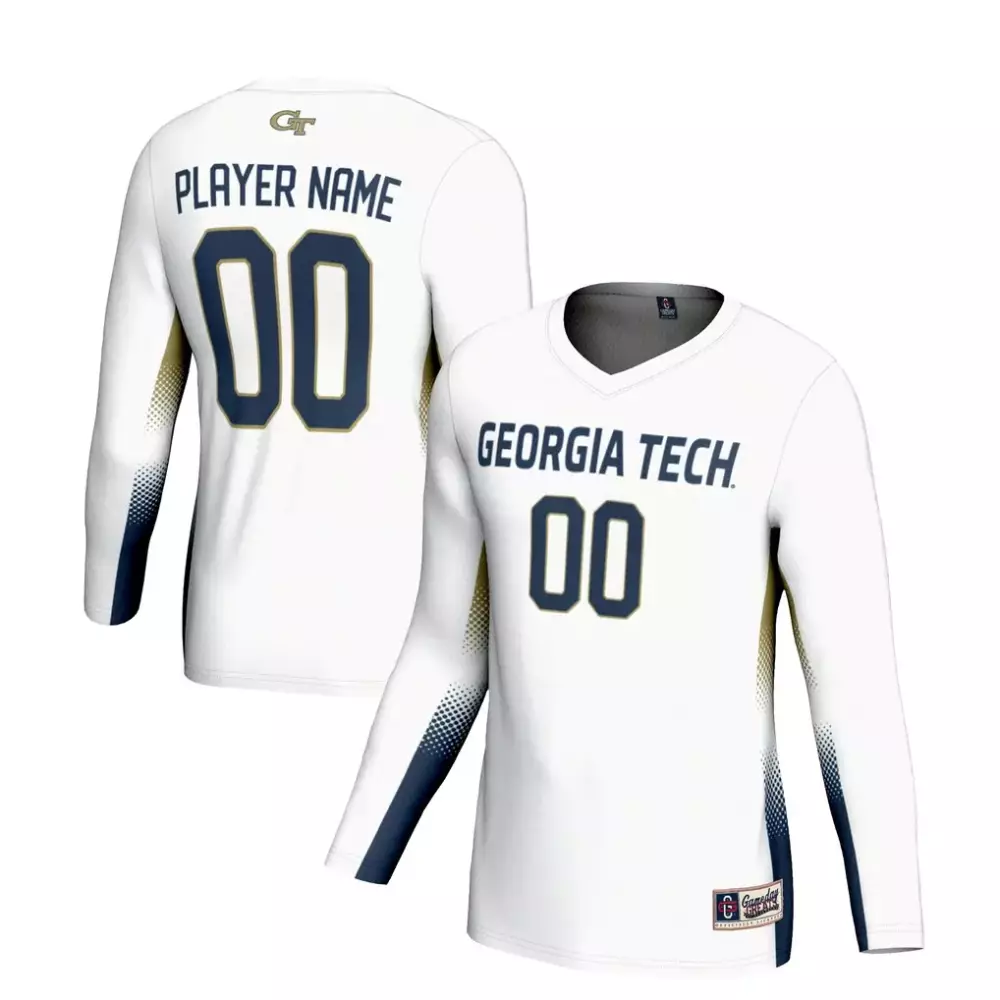 Georgia Tech Jersey White Gameday Threads Long Sleeve Navy Gold