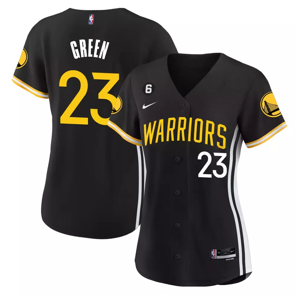 Green 23 Warriors Jersey Black Men Gold White All Stitched Vapor