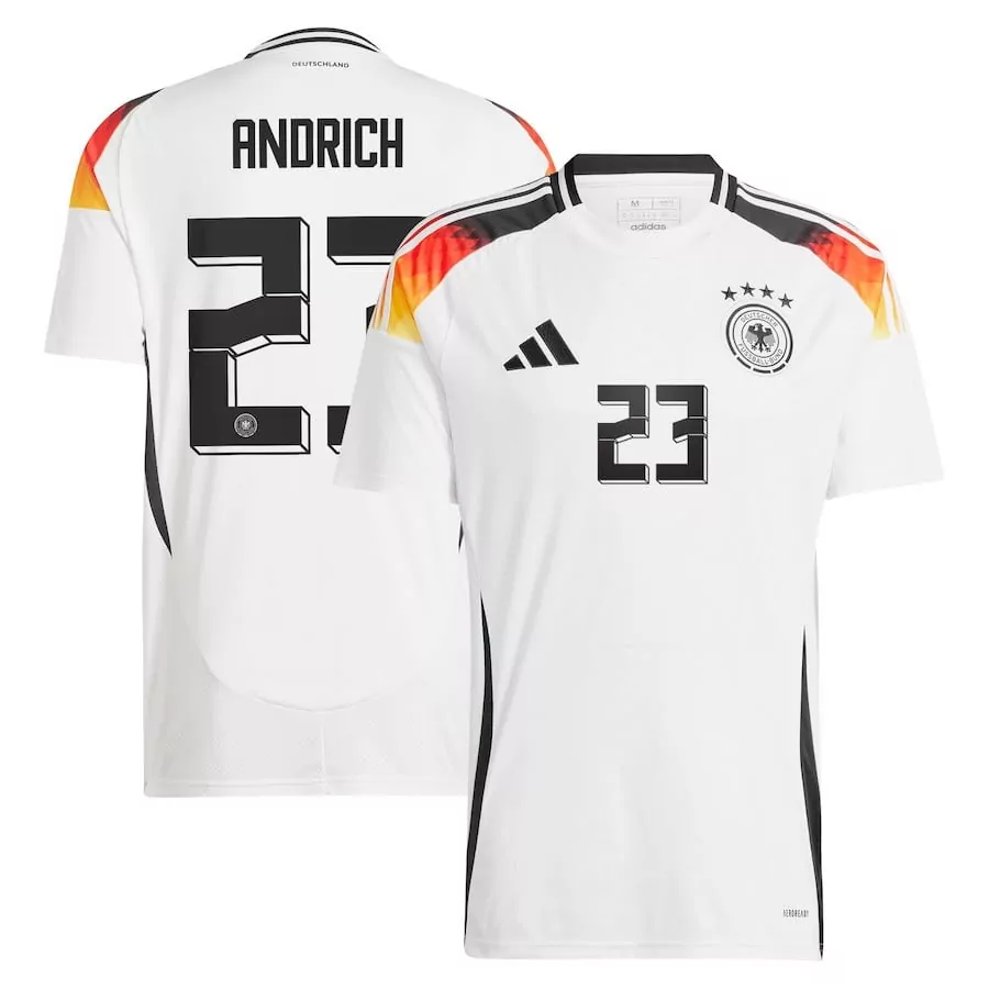 Leland Germany 23 Jersey White National Team Crest Men Black Red Gold Home