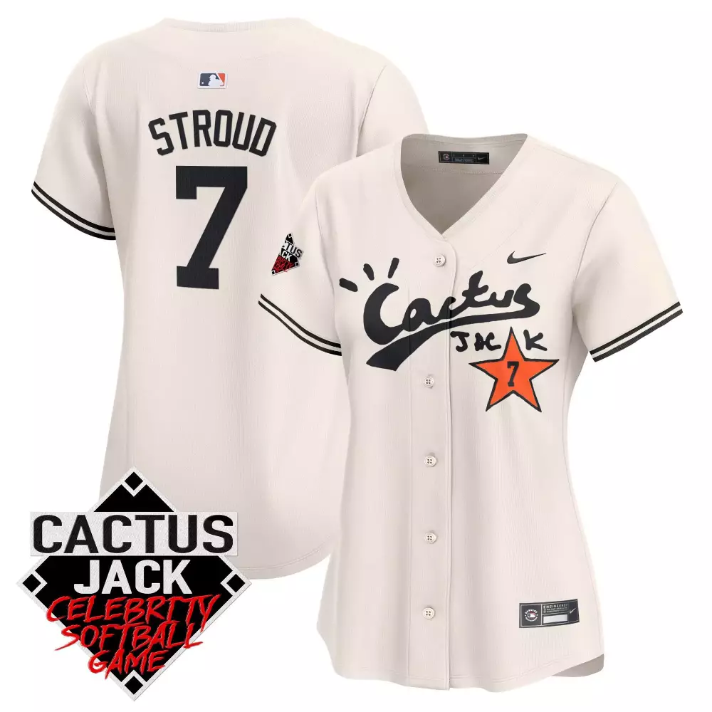 Cj Stroud 7 Cactus Jack Jersey Cream Black Orange Game Vapor Premier Limited v2 All