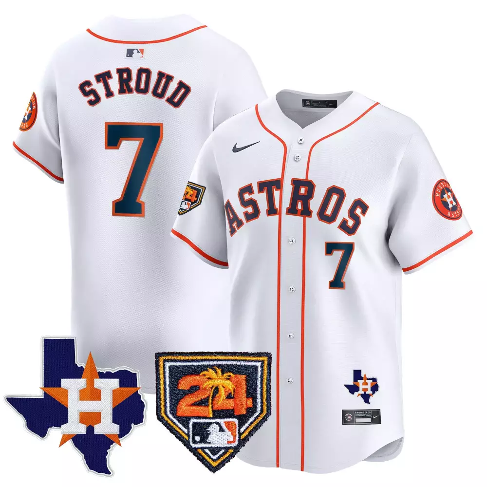 Cj Stroud 7 Astros Jersey White Men Navy Blue Orange Home Vapor Premier Limited All