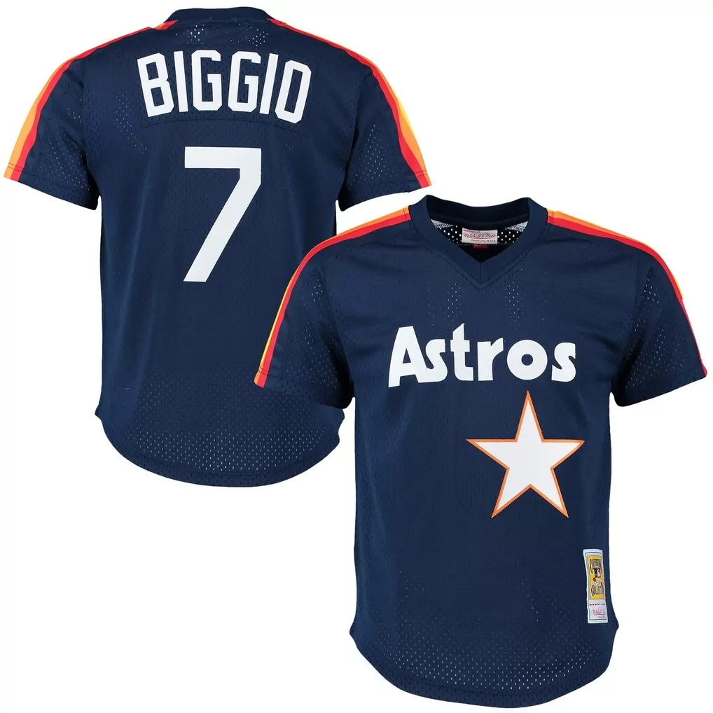 Craig Biggio 7 Astros Jersey Navy Men Orange Yellow Red Cooperstown