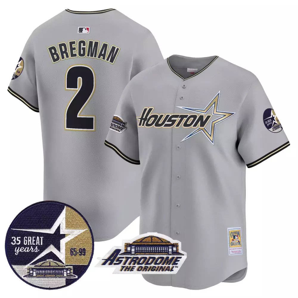 Alex Bregman 2 Houston Astros Jersey Gray Astrodome 35 Great Years 65-99 Original