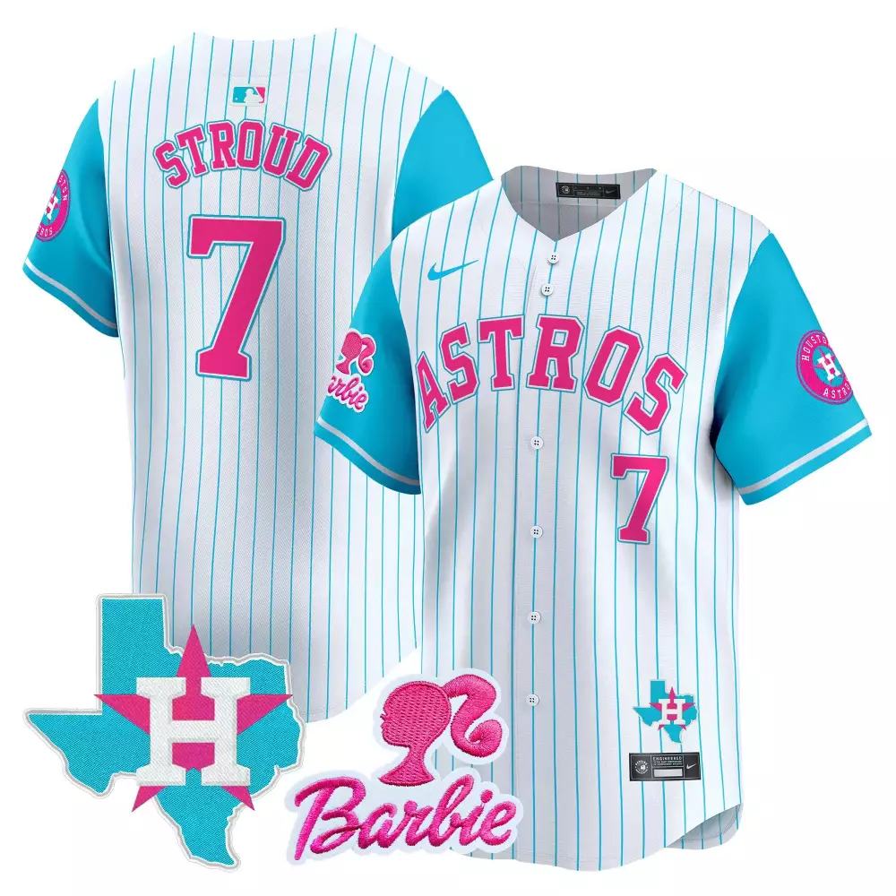 Cj Stroud 7 Astros Jersey White Barbie Collaboration Texas 2023 Men Alternate Pink