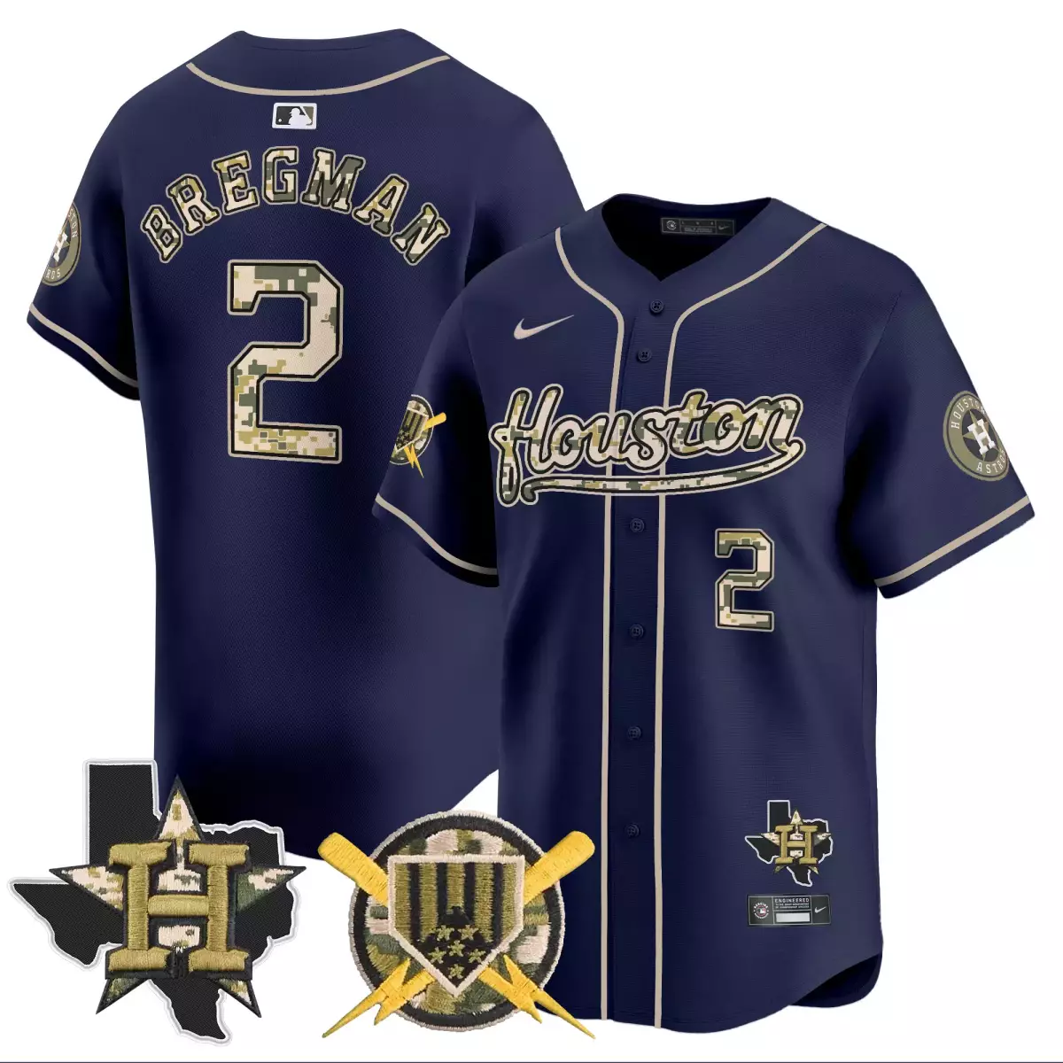 Alex Bregman 2 Houston Astros Jersey Navy City Connect Texas Men Custom Design Tan