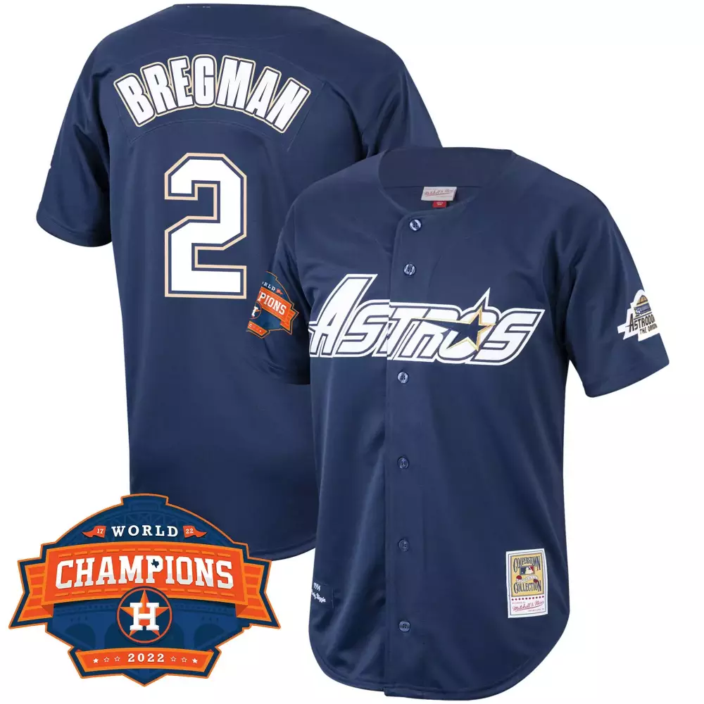 Alex Bregman 2 Astros Jersey Navy World Series Champions 2022 Men White Orange Cooperstown
