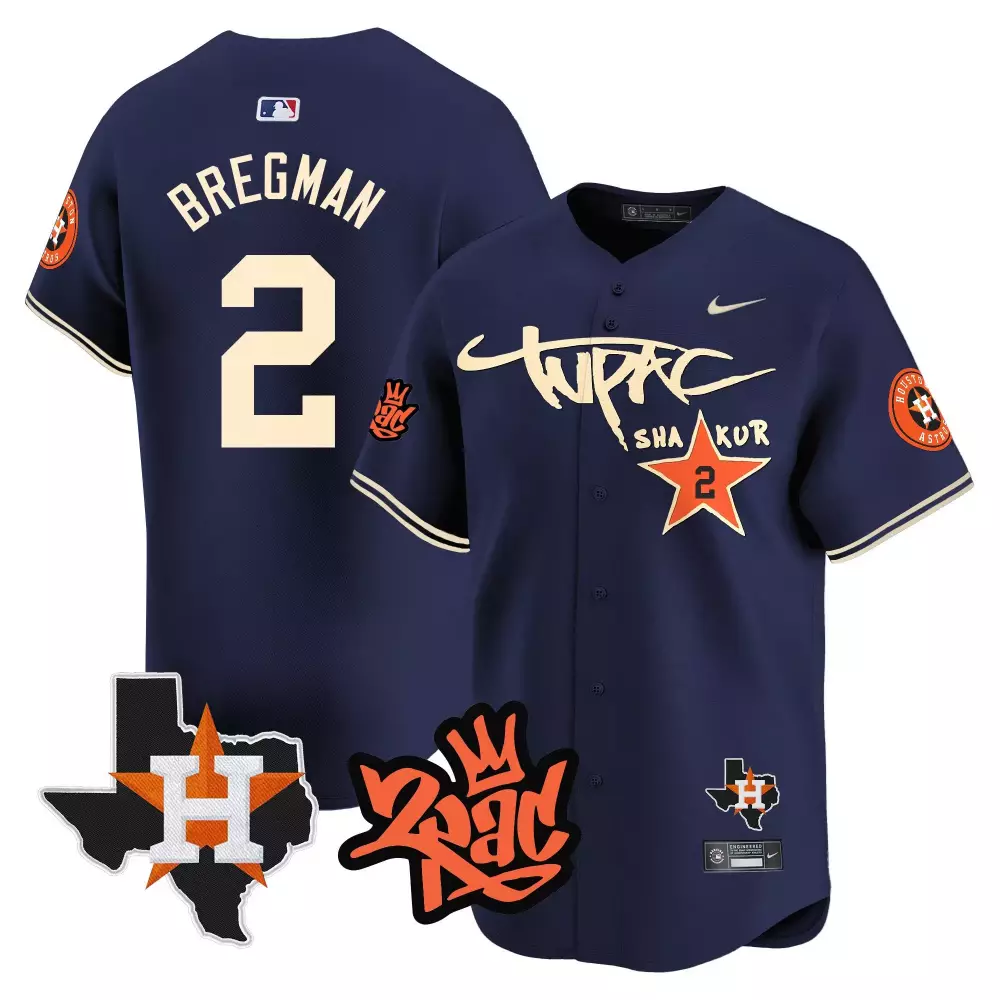Alex Bregman 2 Houston Astros Jersey Navy Tupac Shakur Texas Shape Z-ro 2023 Men