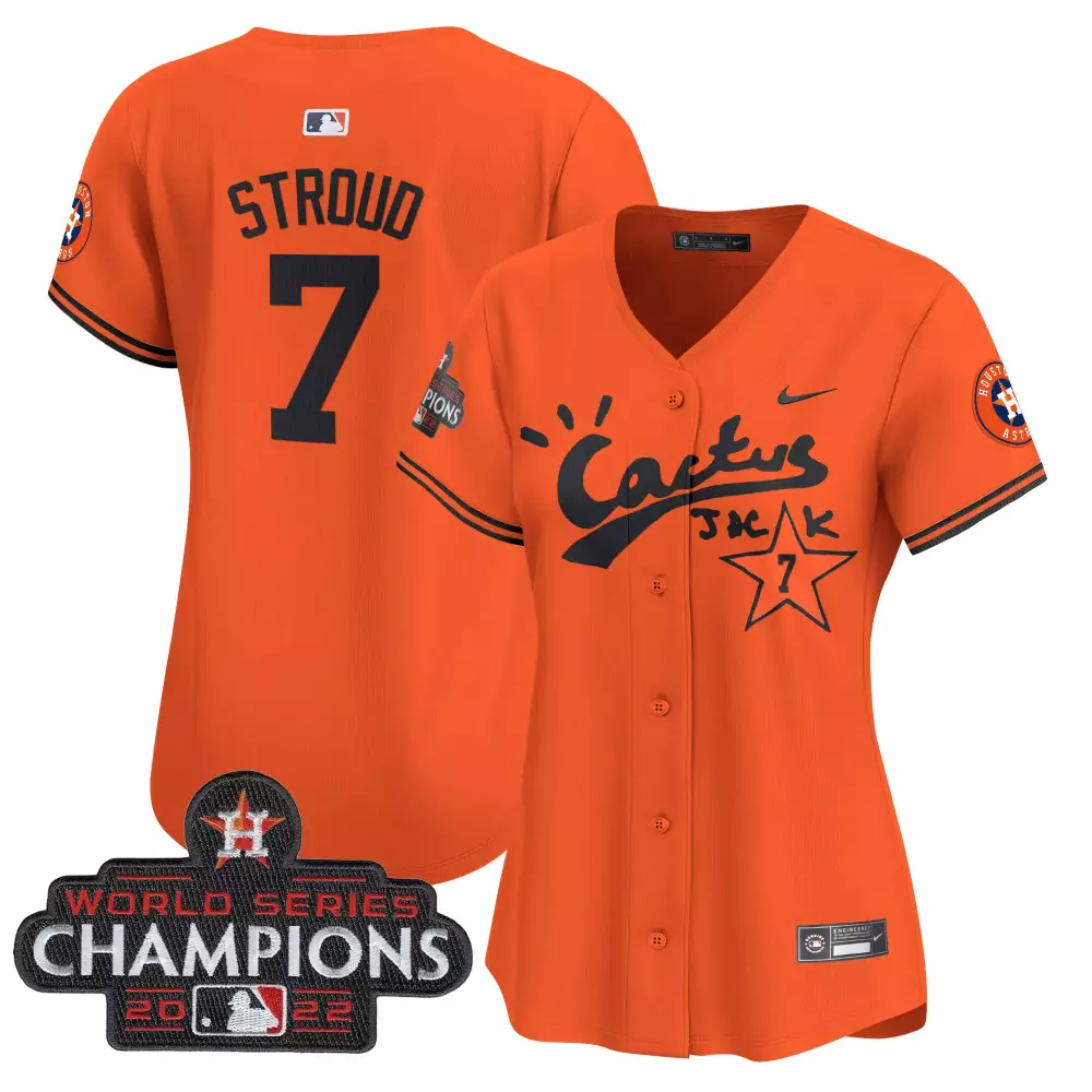 Cj Stroud 7 Houston Astros Jersey Orange Cactus Jack World Series Champions 2022