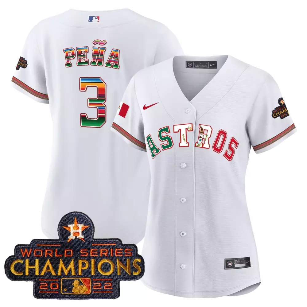 Jeremy Pena 3 Astros Jersey White City Connect World Series Champions 2022 Mexican Flag