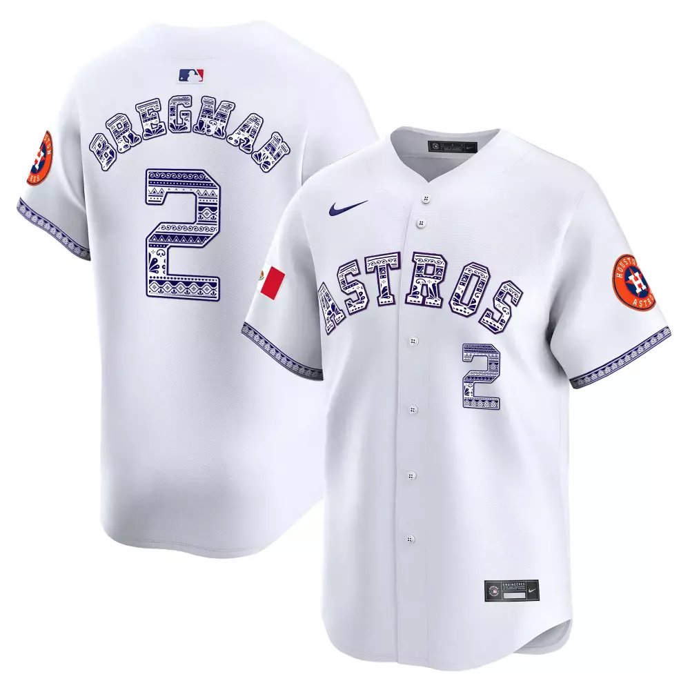 Alex Bregman 2 Astros Jersey White City Connect Mexico Flag Men T-shirt Custom Design
