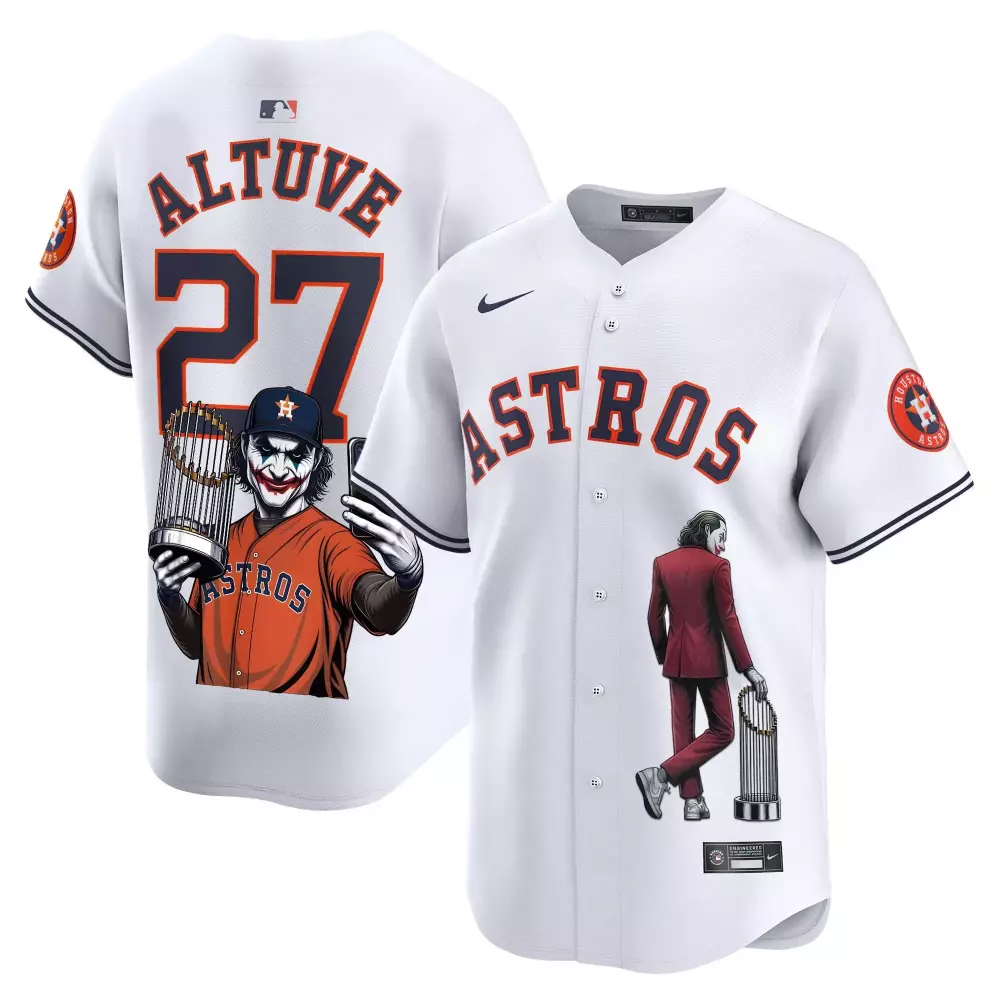 Jose Altuve 27 Astros Jersey White Joker Houston Men Orange Navy Vapor Premier Limited