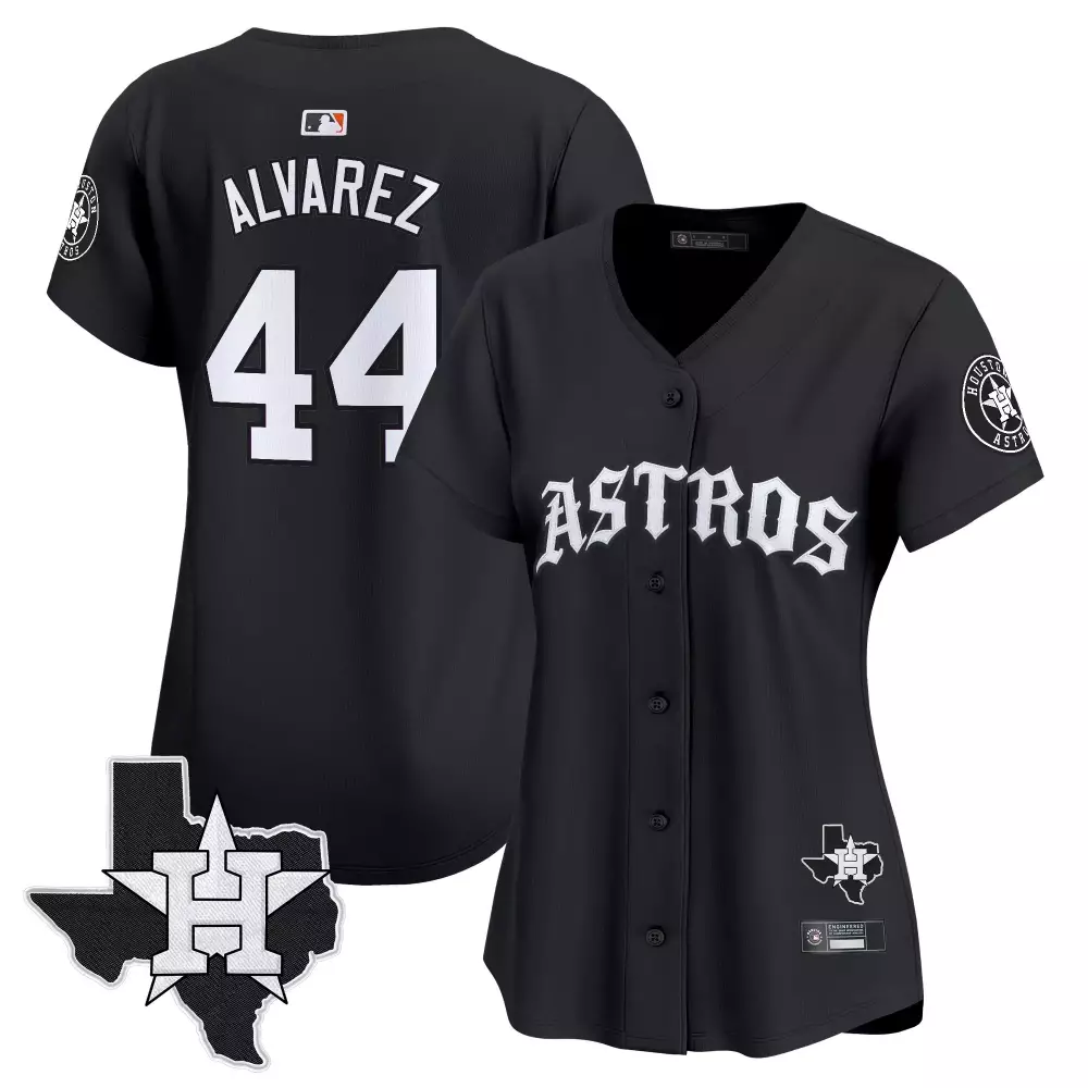 Alvarez 44 Astros Jersey Black Houston Texas State Men White Vapor Limited