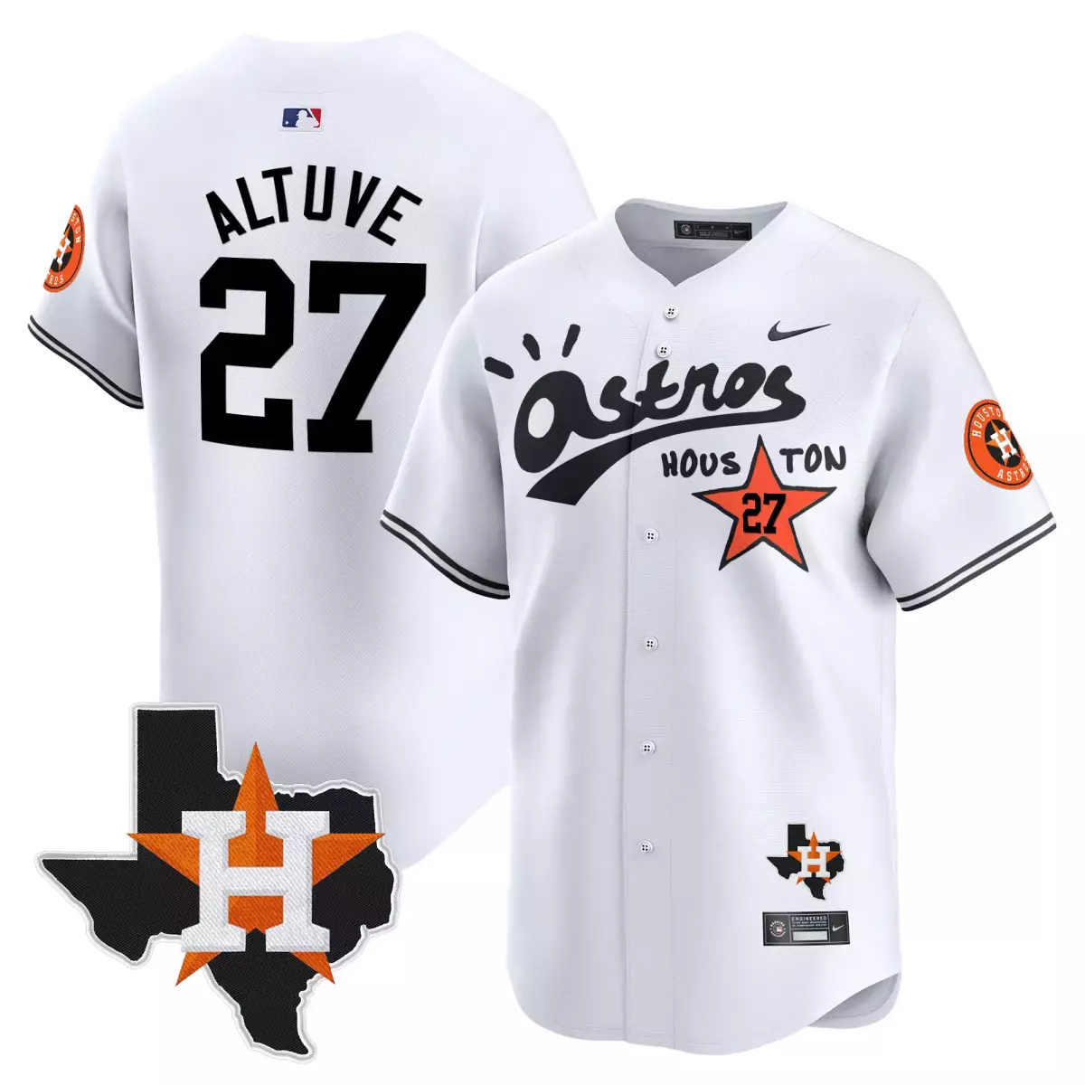 Jose Altuve 27 Astros Jersey White City Connect Houston Star Texas Shape Men Alternate