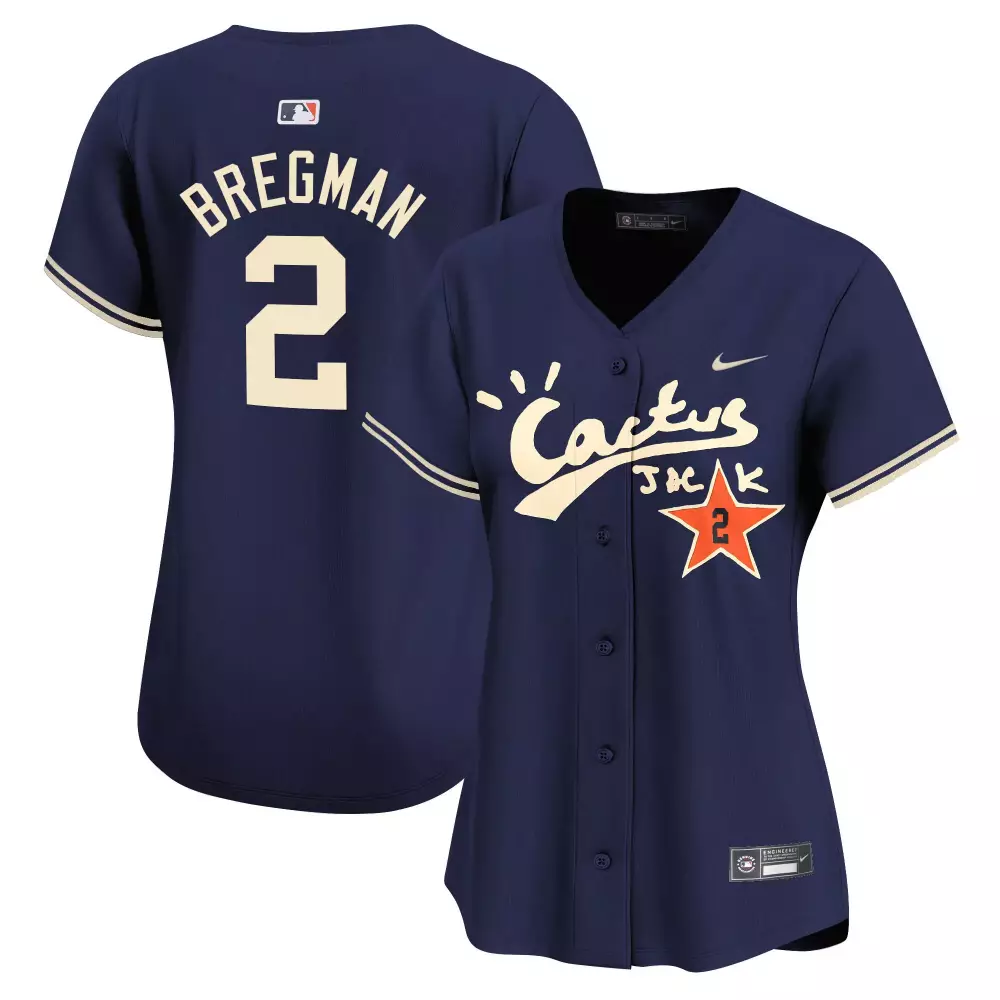 Alex Bregman 2 Houston Astros Jersey Navy Cactus Jack Men Cream Orange Vapor Premier