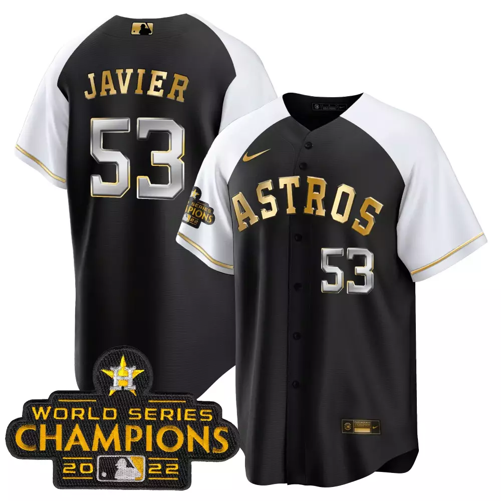 Cristian Javier 53 Astros Jersey Black World Series Champions 2022 Men Split Design