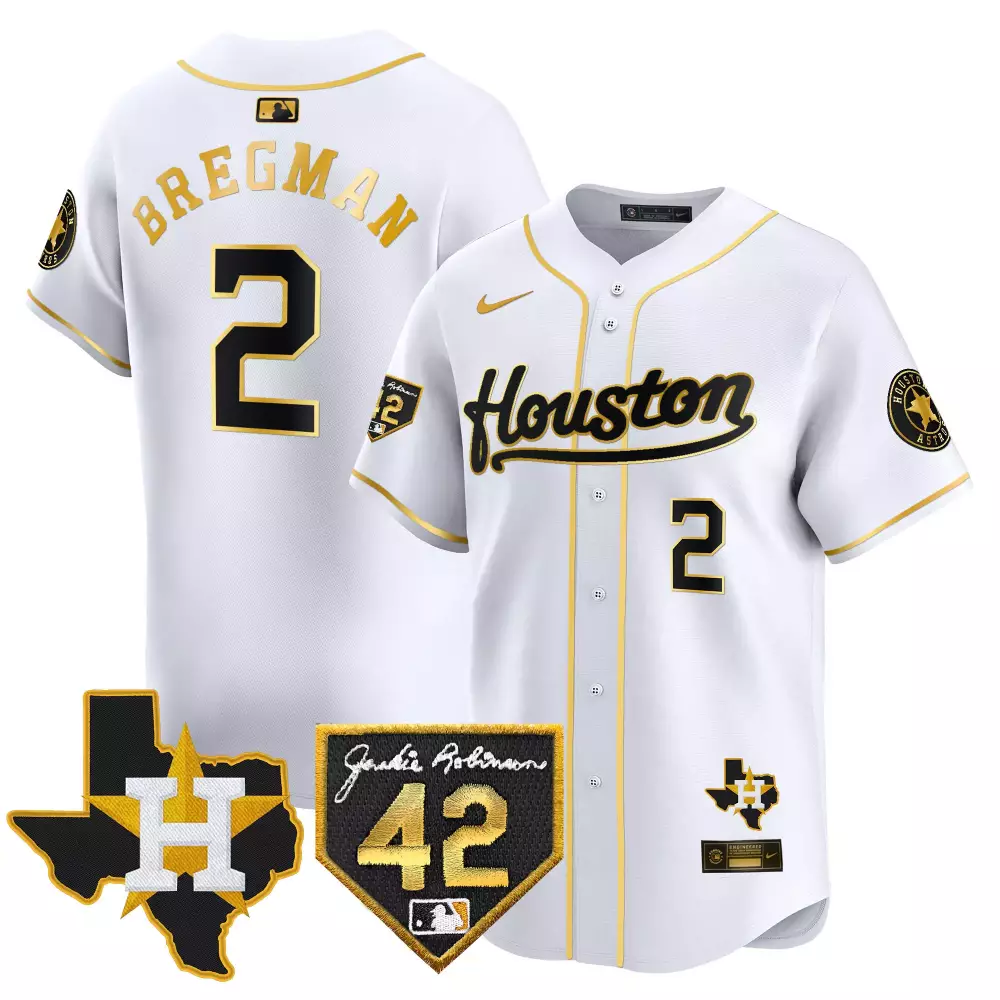 Alex Bregman 2 Houston Astros Jersey White Jackie Robinson Day Star 42 Men Alternate