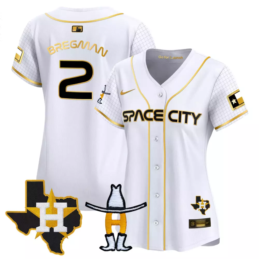 Bergman Space 2 Houston Astros Jersey White City Connect Texas State Flag Star Men