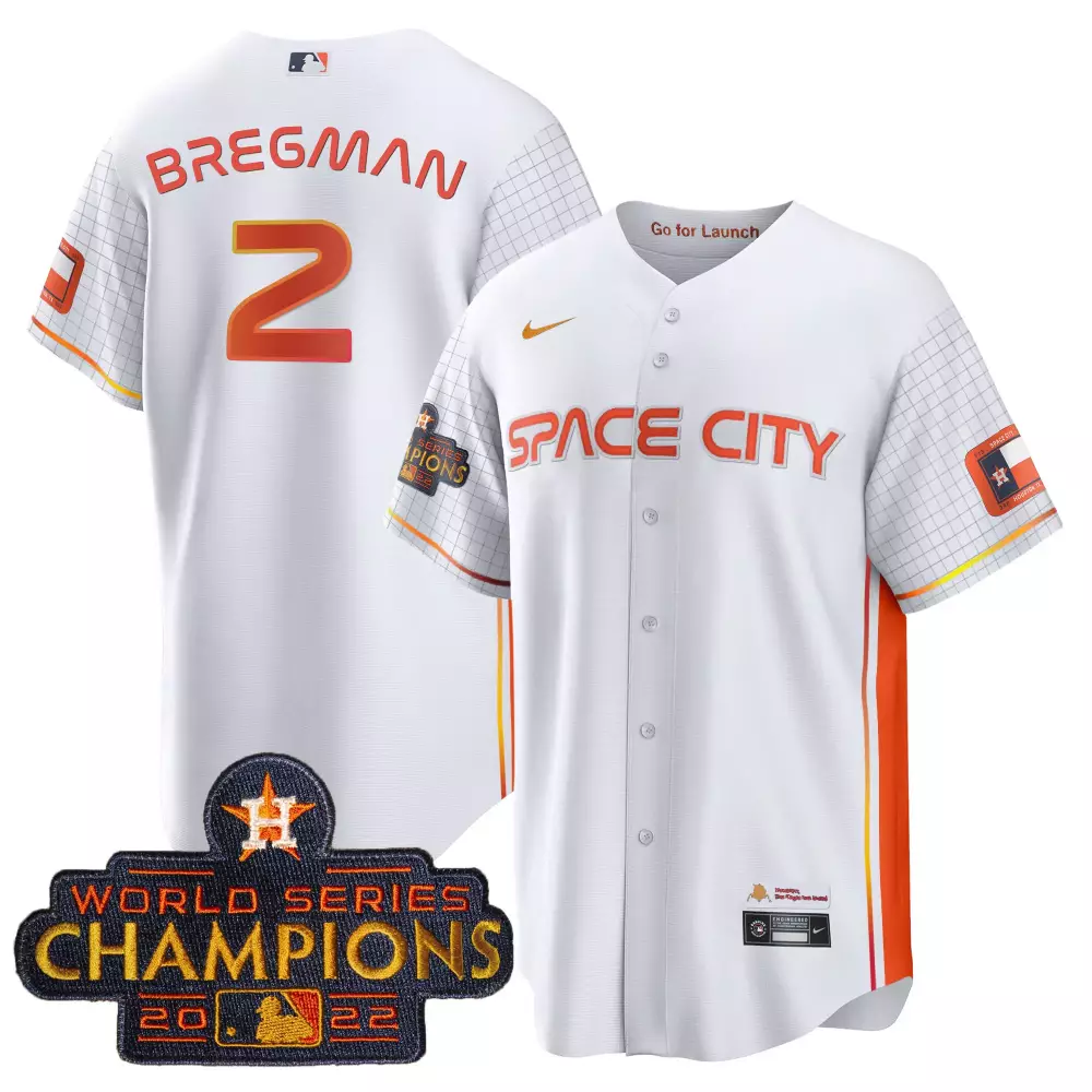 Alex Bregman 2 Houston Astros Jersey White Space City World Series Champions 2022