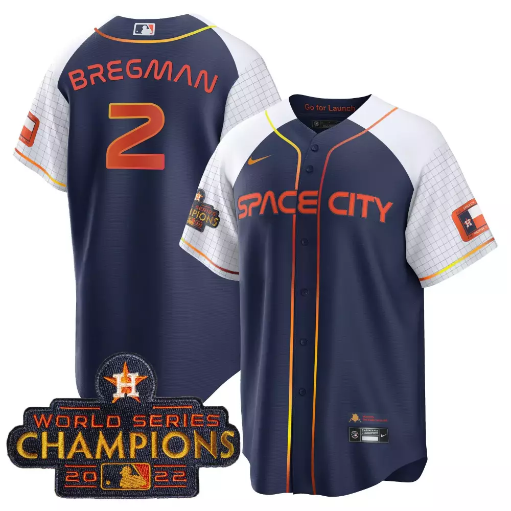 Alex Bregman 2 Houston Astros Jersey Navy Space City World Series Champions 2022