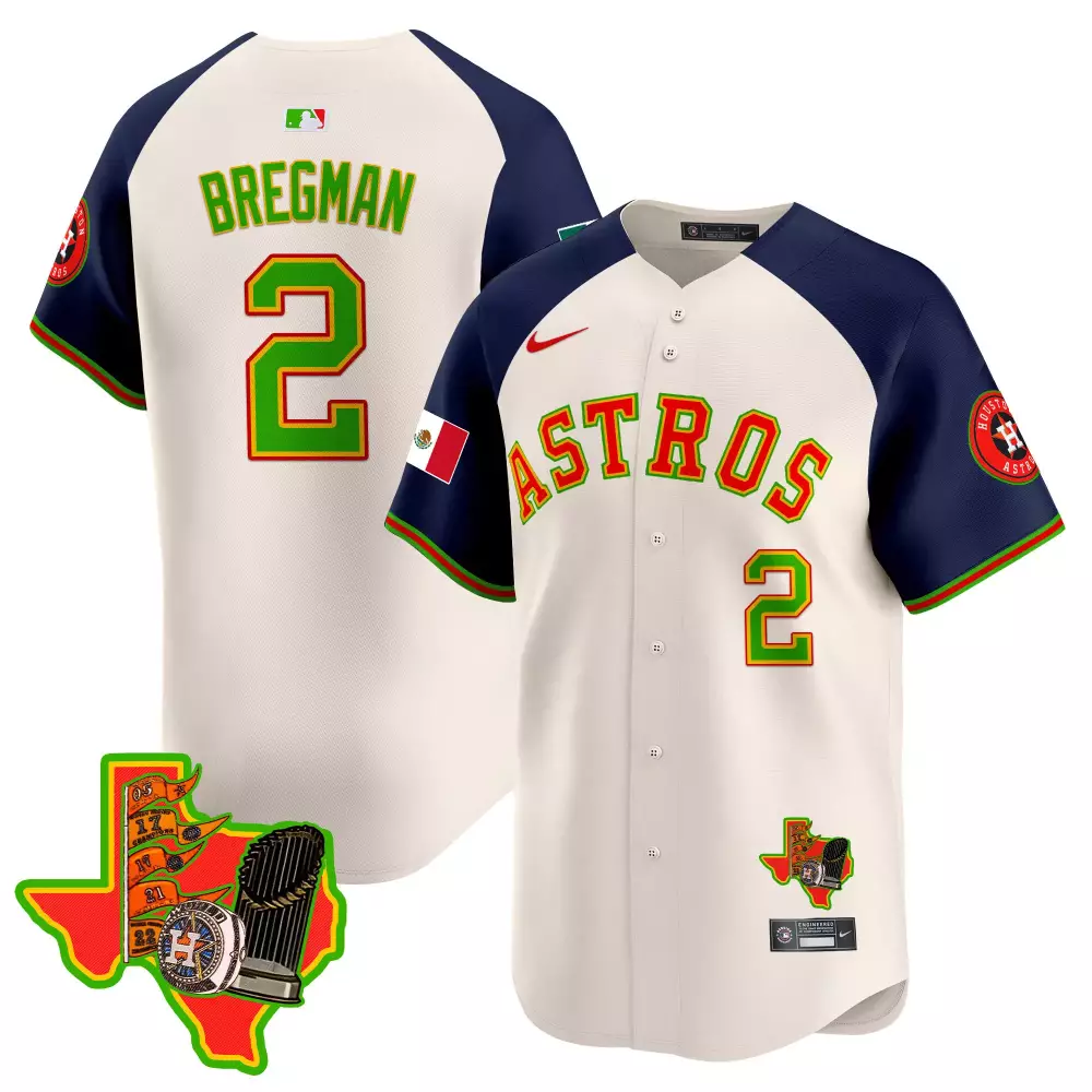 Alex Bregman 2 Astros Jersey Cream Mexico Flag Men Navy Blue Red Green Stitched