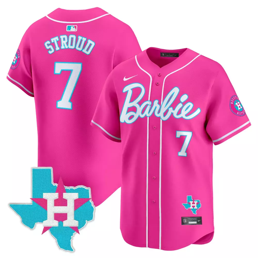 Cj Stroud 7 Houston Astros Jersey Pink Barbie Texas Map Men Alternate White Light Blue
