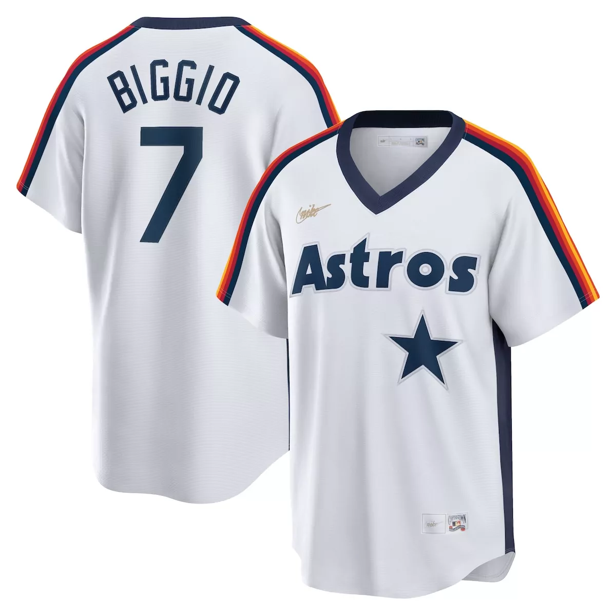 Craig Biggio 7 Astros Jersey White Navy Blue Orange Yellow Red Home Cooperstown Collection