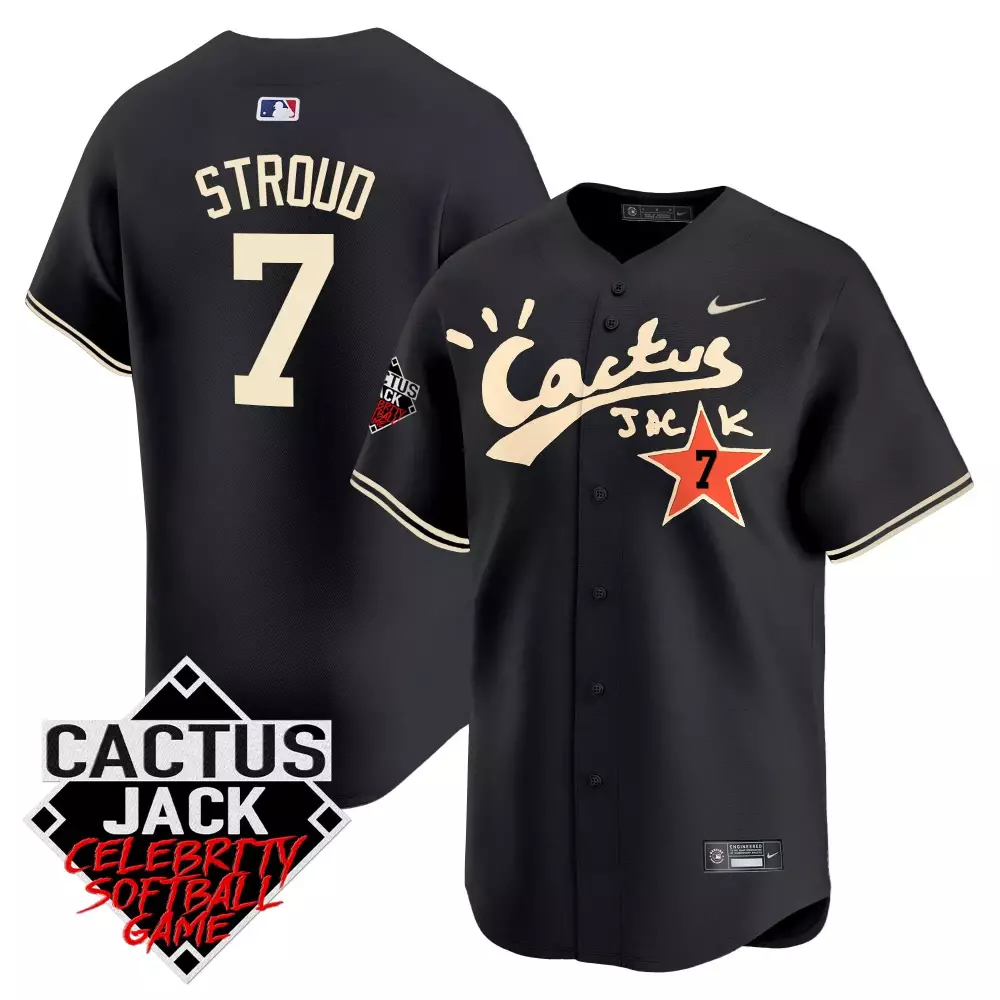 Cj Stroud 7 Cactus Jack Jersey Black Celebrity Softball Game Men Tan Red Vapor Premier