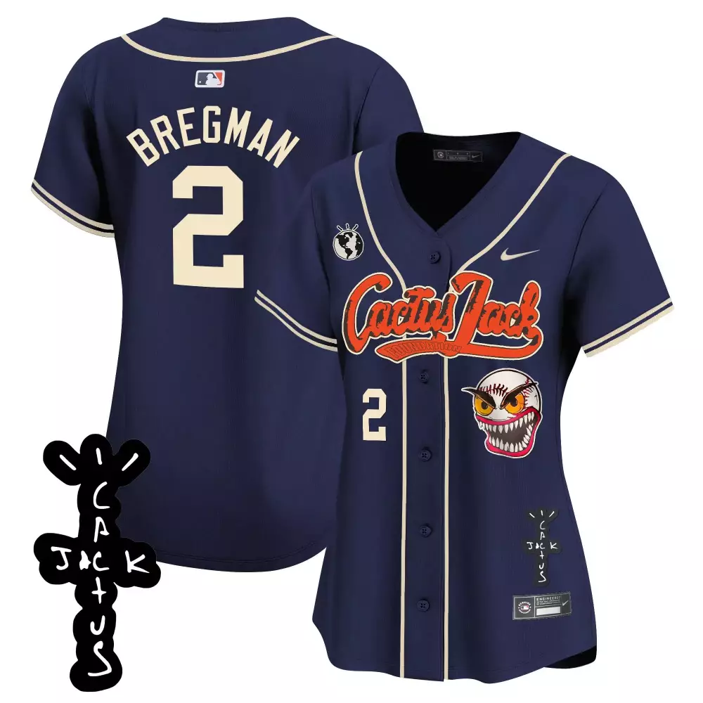 Alex Bregman 2 Houston Astros Jersey Navy Cactus Jack Men Cream Orange White Red